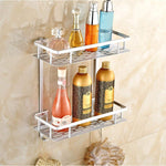 Hawsam No Drilling Bathroom Shelves, Aluminum 2 Tier Shower Shelf Caddy Adhesive Storage Basket for Shampoo