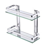 KES Aluminum Bathroom Glass Shelf Tempered Glass Rectangular 1 Tier Extra Thick Silver Sand Sprayed Wall Mounted, A4126A