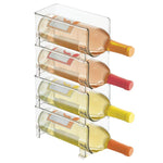 mDesign Plastic Free-Standing Water Bottle and Wine Rack Storage Organizer for Kitchen Countertops, Table Top, Pantry, Fridge - Stackable, Each Rack Holds 1 Bottle, 2 Pack - Clear