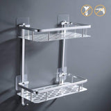 KES 2-Tier Bathroom Shelf No Drill Rectangle Shower Caddy Organizer Aluminum Without Drilling Screw Free Wall Mount Anodized, A4028BDF