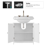 Bathroom Vanity Under Sink Cabinet Space Saver with Double Doors and Adjustable Shelves, White