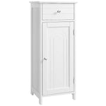 VASAGLE Bathroom Floor Cabinet Wooden Storage Organizer Unit with Drawer and Adjustable Shelf for Living Room White UBBC48WT