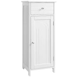 VASAGLE Bathroom Floor Cabinet Wooden Storage Organizer Unit with Drawer and Adjustable Shelf for Living Room White UBBC48WT