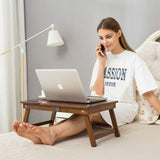 Laptop Lap Desk NNEWVANTE Bed Tray Table Adjustable 100% Bamboo Foldable Laptop Table