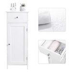 VASAGLE Bathroom Floor Cabinet Wooden Storage Organizer Unit with Drawer and Adjustable Shelf for Living Room White UBBC48WT