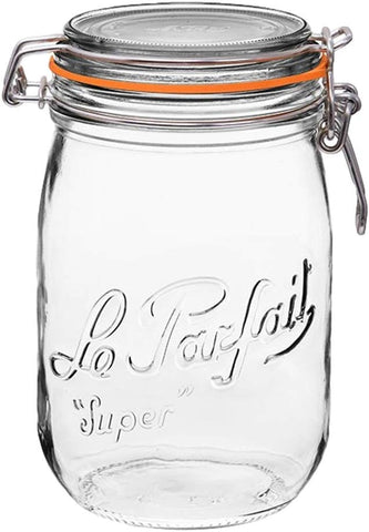 2 Le Parfait Super Jars - Wide Mouth French Glass Preserving Jars (2, 1000ml - 32oz - Quart)