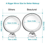 BEAUTURAL 10X Magnifying Lighted Vanity Makeup Mirror with Natural White LED, 360 Degree Swivel Rotation and Locking Suction