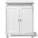 Tangkula Floor Cabinet, Bathroom Storage Cabinet, Wooden Modern Home Living Room Side Organizer, Free Standing Storage Cabinet Furniture (White)