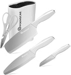 POENSCAE Kitchen Knife Set，Stainless Steel Knife Set with Block，5 Piece Block Knife Set with Germany Stainless Steel Forged