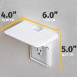 Power Perch Wall Outlet Shelf - Storage Theory Space Saving Solution - Ultimate Power Socket Charging Shelf Wall Organizer (White)