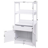 VASAGLE Bathroom Storage Cabinet with Drawer, 2 Open Shelves and Door Cupboard, Large Floor Cabinet in The Entryway Kitchen, White UBBC64WT