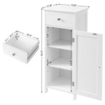 VASAGLE Bathroom Floor Cabinet Wooden Storage Organizer Unit with Drawer and Adjustable Shelf for Living Room White UBBC48WT