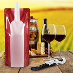 Foldable Wine Bag, 750 ml, Portable Reusable Plastic Wine Bottle Pouch, SENHAI 4 Pack Collapsible Liquid Leak Proof Flask Holder for Wine Liquor Beverages, Travel, Gift - Red