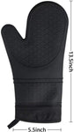 TOPSKY Black Silicone Oven Mitts - 1 Pair of Extra Long Professional Heat Resistant Non Slip Baking Gloves for Cooking,Grilling,Barbecue Potholders