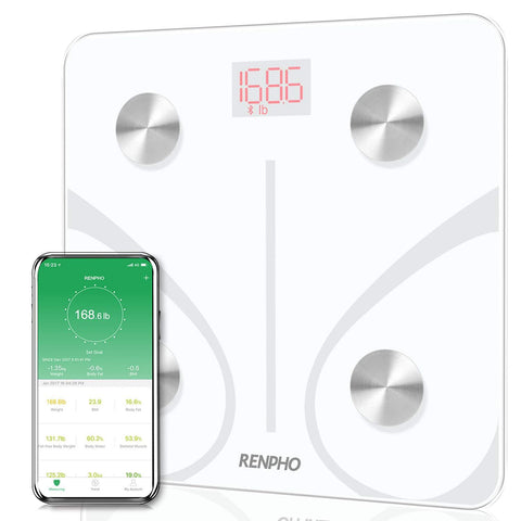 RENPHO Bluetooth Body Fat Scale Smart BMI Scale Digital Bathroom Wireless Weight Scale, Body Composition Analyzer with Smartphone App 396 lbs - Black