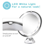 BEAUTURAL 10X Magnifying Lighted Vanity Makeup Mirror with Natural White LED, 360 Degree Swivel Rotation and Locking Suction