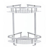 Hoomtaook Double Corner Shower Caddy Bathroom Shelf Wall Mount Rustproof Nail Free Glue+Double Sided Adhesive Aluminum with Two Hooks 2 Tiers(Silver)