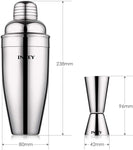 INTEY Stainless Steel Cocktail Shaker, 24 ounces, Jigger Included