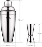 INTEY Stainless Steel Cocktail Shaker, 24 ounces, Jigger Included