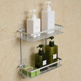 Hawsam No Drilling Bathroom Shelves, Aluminum 2 Tier Shower Shelf Caddy Adhesive Storage Basket for Shampoo