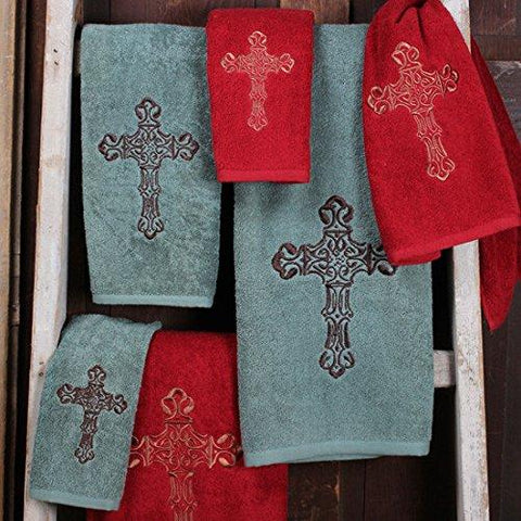 Rod's Embroidered Cross Western Towel Set, Turquoise