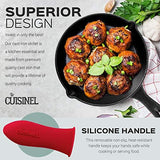 Pre-Seasoned Cast Iron Skillet (12-Inch) W/ Glass Lid and Handle Cover Oven Safe Cookware | Heat-Resistant Holder | Indoor and Outdoor Use | Grill, Stovetop, Induction Safe