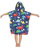 SpunKo Cute Dinosaur Kids Hooded Beach Towels for Little Girls Boys 1-6 Years Old Super Absorbent Hooded Bath Towel Soft Compact Pool Towel Poncho Cover Up Beach Present for Swimming Travel