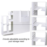 UStyle Bathroom Storage Floor Cabinet Wood Slim Bathroom Cabinet Standing Toilet Paper Storage Container Tight Space Bathroom Organizer Kitchen Storage Cabinet with Drawers Magazine Rack White