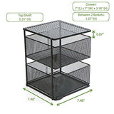 Mind Reader 2 Tier Metal Mesh Storage Baskets Organizer, Home, Office, Kitchen, Bathroom, Silver