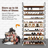 Sable 10 Tiers Shoe Rack, Fabric Shoe Tower Cabinet Organizer with Spare Parts, Holds up to Storage 50 Pairs of Shoes (Renewed)