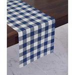 Solino Home 100% Pure Linen Checks Table Runner – Natural & White Check Table Runner – 14 x 72 Inch Runner for Dinner, Indoor and Outdoor Use