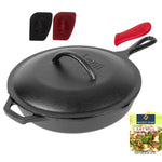 Lodge 12 Inch Cast Iron Skillet. Pre-Seasoned Cast Iron Skillet with Red Silicone Hot Handle Holder.