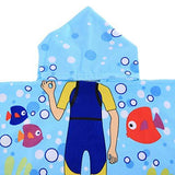 Kids Hooded Beach Bath Towel for Age 2-7 Years - Swim Pool Coverup Poncho Cape Multi-use for Bath/Shower/Pool/Swim 24" x 48" (Butterfly)