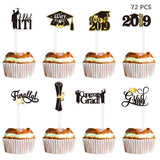 Amosfun 72PCS Graduation Cupcake Toppers 2019 Graduation Party Decorations Cake Topper Picks Toothpick Toppers Class of 2019 Graduation Party Supplies