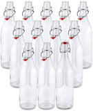 Estilo Swing Top Easy Cap Clear Glass Beer Bottles, Round, 16 oz, Set of 12