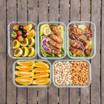 Roll over image to zoom in Bayco Large Glass Meal Prep Containers, [5 Pack, 36oz | 4.5cups] Glass Food Storage Containers with Lids, Airtight Glass Bento Boxes, BPA Free & FDA Approved & Leak Proof (5 lids & 5 Containers)