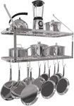 VDOMUS Shelf Pot Rack Wall Mounted Pan Hanging Racks 2 Tire (Black)