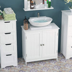 Bathroom Vanity Under Sink Cabinet Space Saver with Double Doors and Adjustable Shelves, White