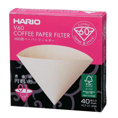 Hario V60 Paper Coffee Filters, Size 02, Natural, Tabbed