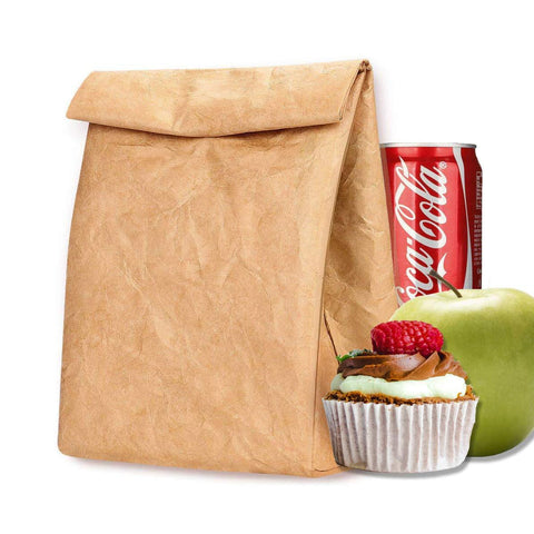 Eco Lunch Bag, Tyvek Lunch Box for Women Man, Reusable Insulated Freezable Brown Paper Snack bags for Work Picnic School by JOYHILL