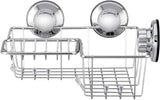 iPEGTOP Suction Cup Corner Shower Caddy Bath Shelf - Combo Organizer Basket Holder with Soap Dish and 8 Hooks - Rustproof Stainless Steel for Bathroom Storage