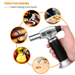 Sondiko Culinary Torch, Blow Torch Refillable Kitchen Butane Torch Lighter with Safety Lock and Adjustable Flame, Perfect for Desserts, Creme Brulee, BBQ and Baking(Butane Gas Not Included)