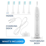 HONEYBULL Electric Toothbrush with 4 Cleaning Modes, 5 Heads & Wireless Charging Base