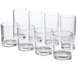 Classic 8-piece Premium Quality Plastic Tumblers | 4 each: 12-ounce and 16-ounce Clear