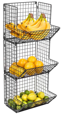 Sorbus 3-Tier Fruit Stand & Wall Mount Kitchen Storage Bin Multipurpose Foldable Organize