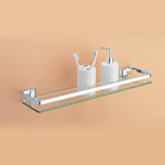 Organize It All Wall Mounting Bathroom Glass Shelf with Chrome Finish and Rail