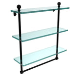 Allied Brass MA-5/16TB-ORB Mambo Collection 16 Inch Triple Tiered Glass Shelf with Integrated Towel Bar, Oil Rubbed Bronze