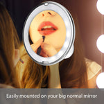 BEAUTURAL 10X Magnifying Lighted Vanity Makeup Mirror with Natural White LED, 360 Degree Swivel Rotation and Locking Suction