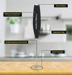 HoneyBull Handheld Milk Frother | Battery Operated Stainless Steel Whisk with Stand