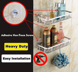 Bathroom Shelf Shower Shelf Adhesive Aluminum Shower Caddy for Shampoo Holder Kitchen Rack Storage Organizer No Drilling Retangle Wall Mount Storage Basket